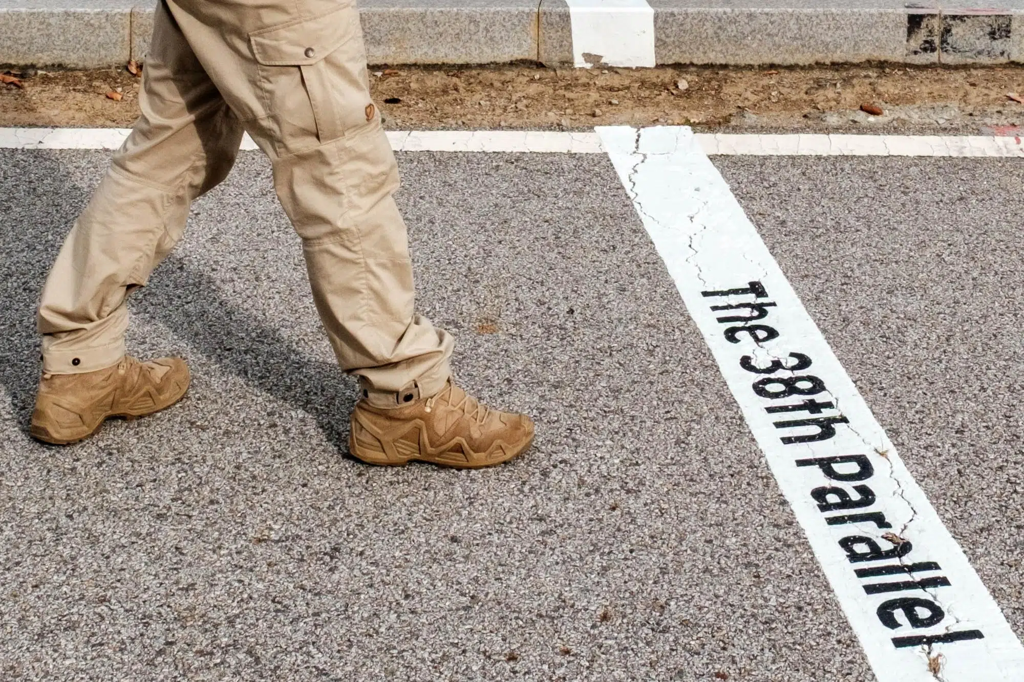 38th-parallel-yeoncheon-line A line drawn on the ground marks the 38th parallel as it runs through the Center for Unified Korean Future in Yeoncheon (September 2026).