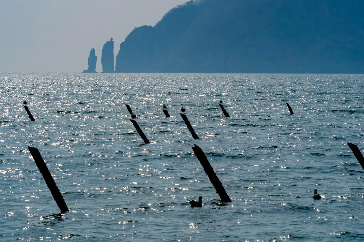 baengnyeong-do-dragon-teeth-beach-2025 Dragon’s teeth at high tide on the north coast of Baengnyeong Island. These steel spikes are designed to rip open enemy landing craft (March 2025).