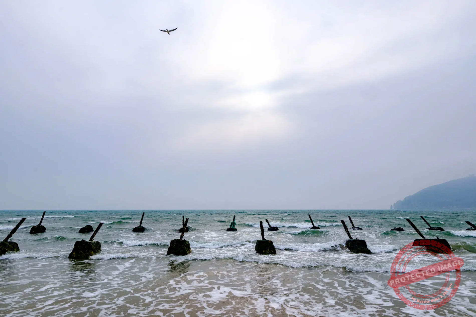 Incheon International Airport seen from the sky, with North Korea in the background.