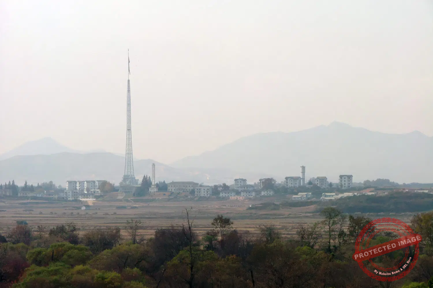 kijong-dong-north-korea The Nortk Korean village of Kijong-dong and its 160-meter high flagpole seen from the Joint Security Area (November 2005).