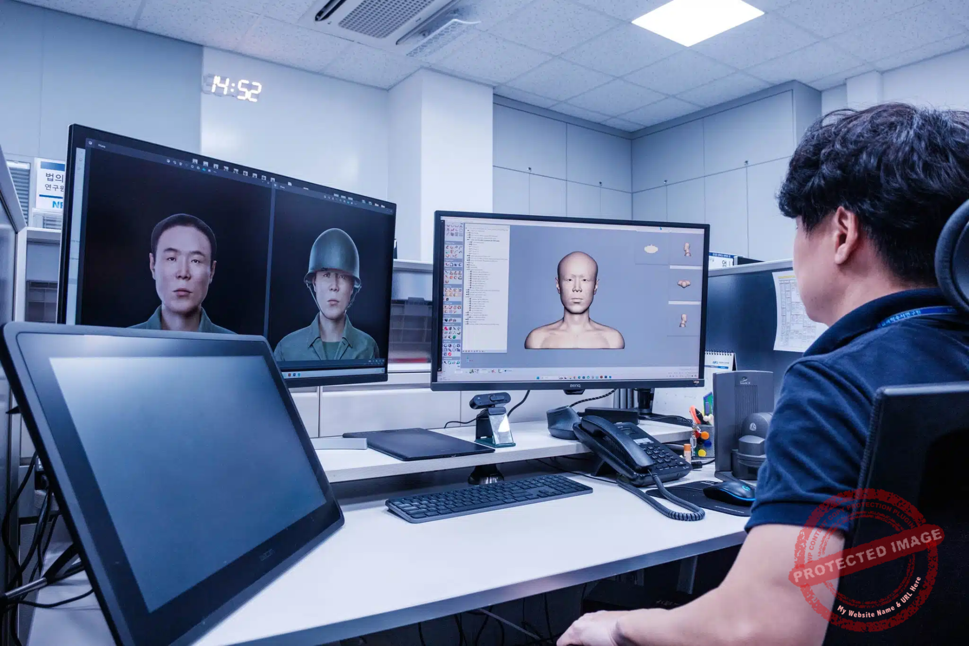 nfs-wonju-korea-face-reconsrtruction A scientist from the National Forensic Service in Wonju uses a computer program to reconstruct the face of a Korean War soldier whose skeleton has been found on a former battlefield (June 2025).