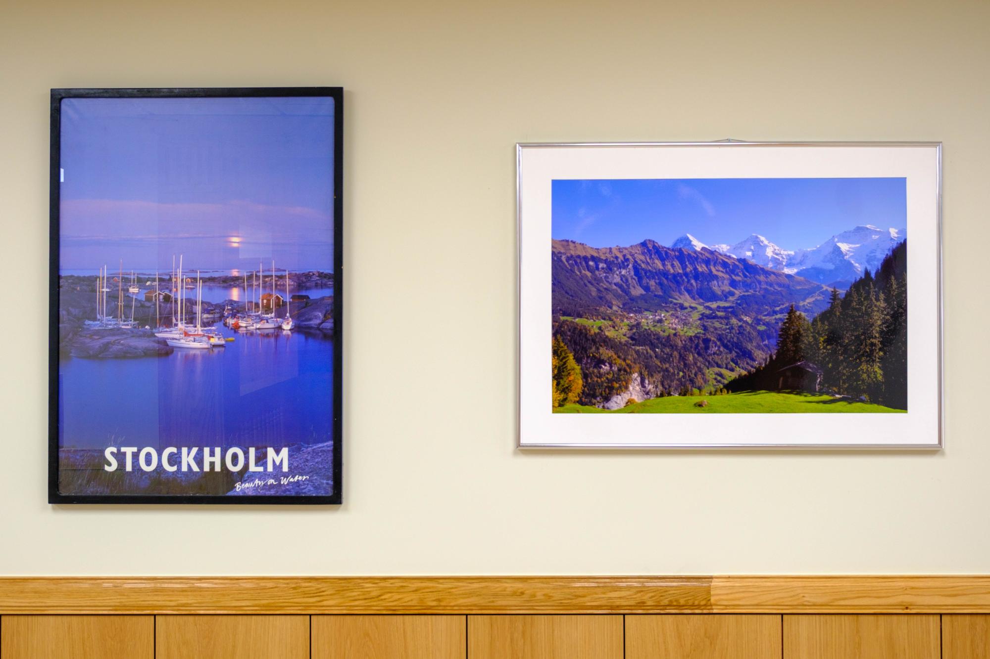 Posters remind Swedish and Swiss soldiers of home in the Neutral Nations Supervisory Commission Camp mess (October, 2024).
