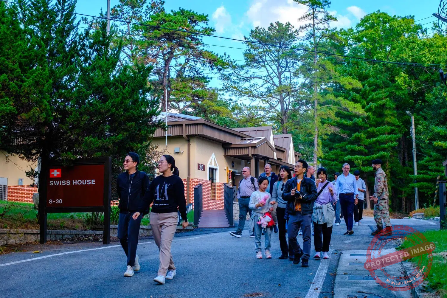 A group of Korean and Swiss businesspeople and their families visit the Swiss Camp in Panmunjom (October 2024).