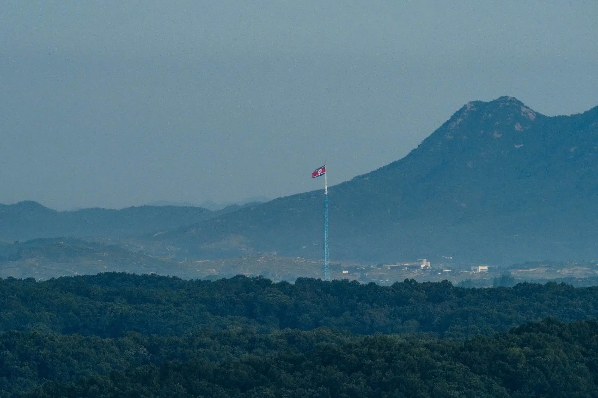 north-korea-giant-flagpole-dmz-kijong-dong-2026 A giant North Korean flag in Kijong-dong, inside the DMZ.