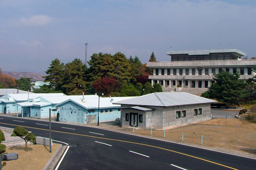 The Joint Security Area (JSA) in the middle of the Demilitarized Zone (DMZ) between North and South Korea in Panmunjeom.