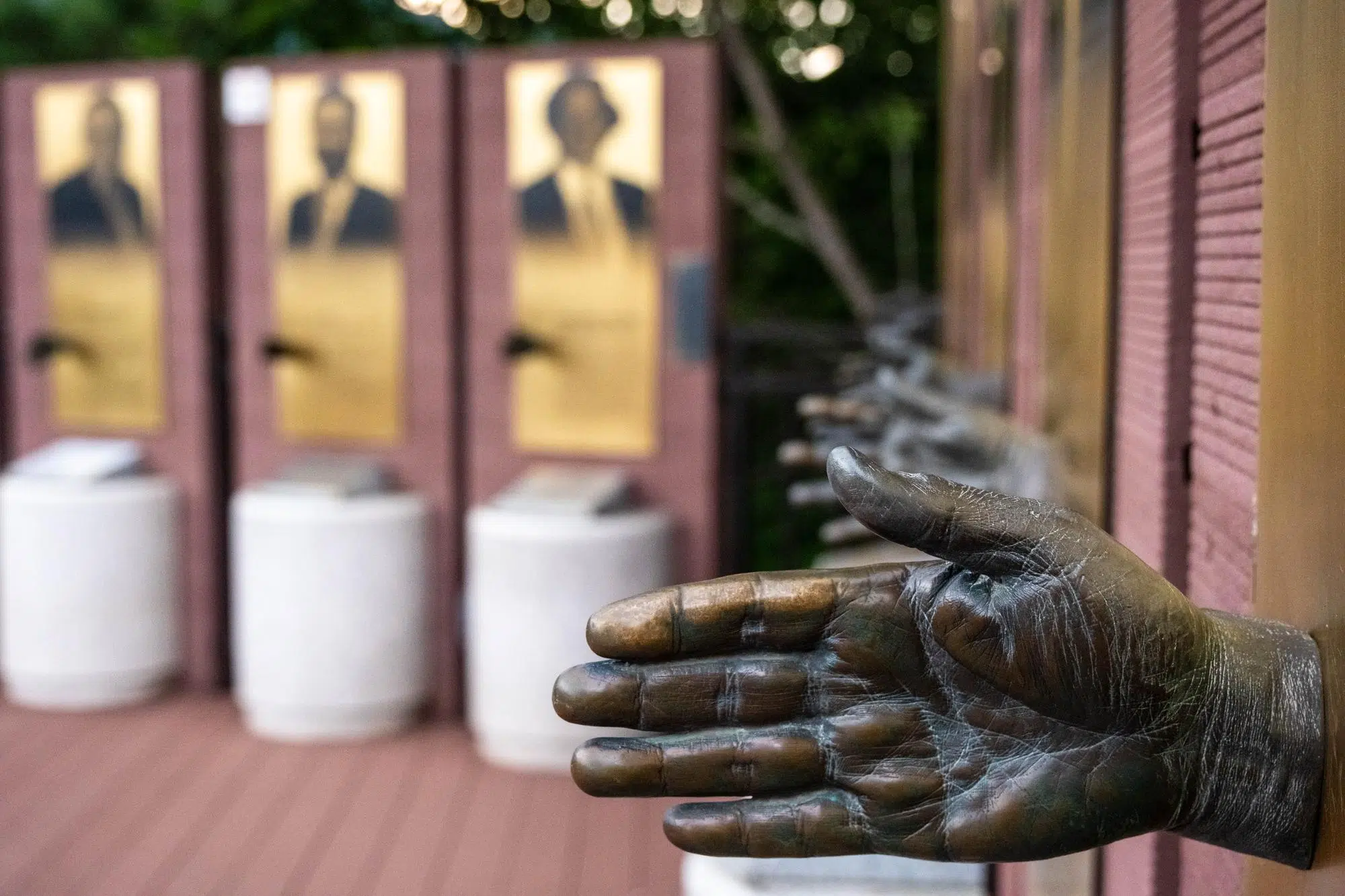 peace-dam-nobel-hands-2026 Handprints of Nobel Peace Prize laureates on display for visitors next to Peace Dam (June 2026).